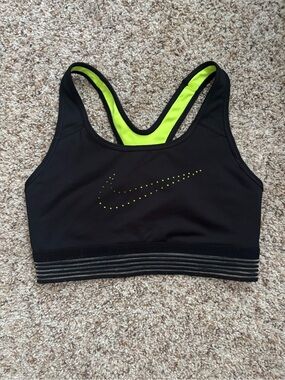 Nike Black Sports Bra with Neon Volt Accents